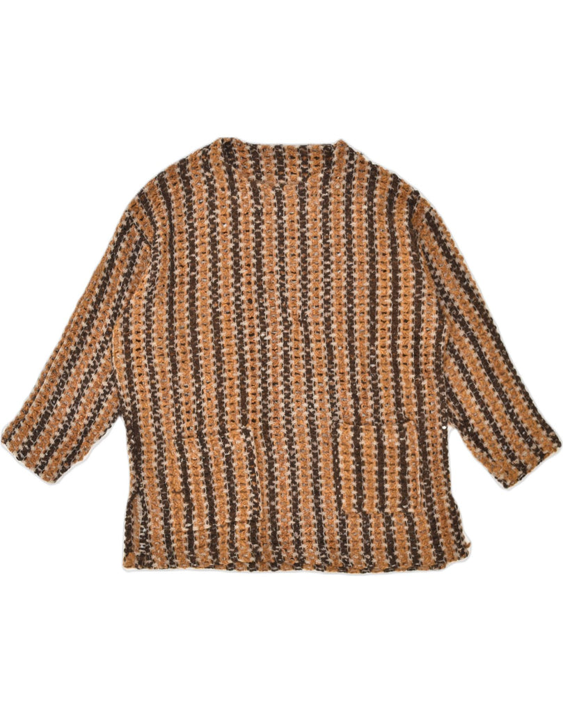 VINTAGE Womens Crew Neck Jumper Sweater UK 16 Large Brown Striped Wool | Vintage Vintage | Thrift | Second-Hand Vintage | Used Clothing | Messina Hembry 