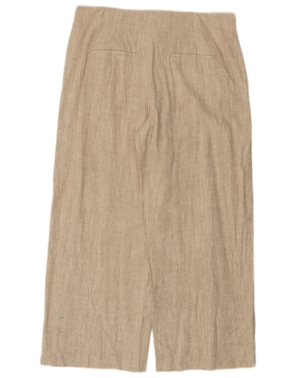 Marks & Spencer Womens Wide Leg Chino Trousers UK 16 Large W36 L28 Beige