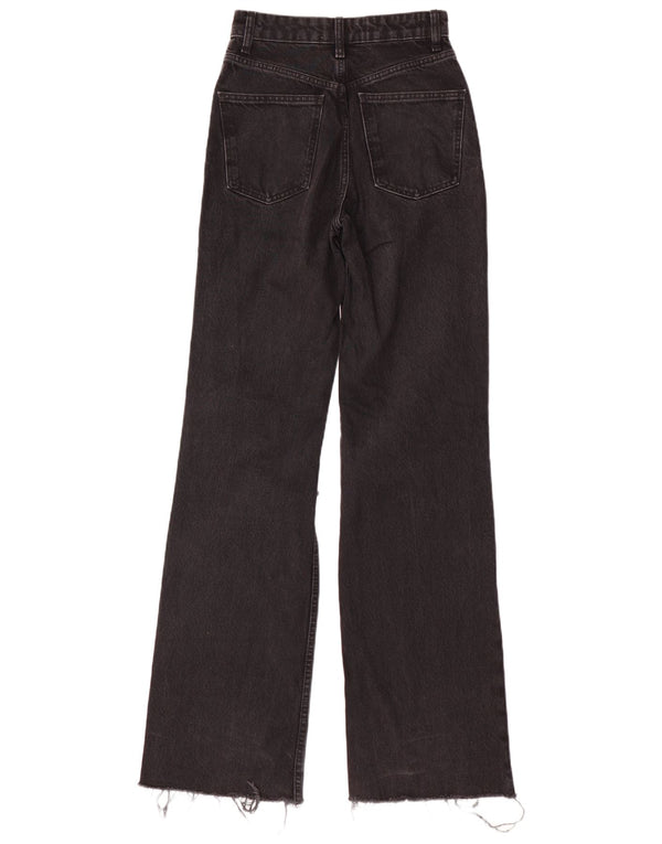 Zara Womens Distressed Wide Leg Jeans EU 34 2XS W24 L35 Black
