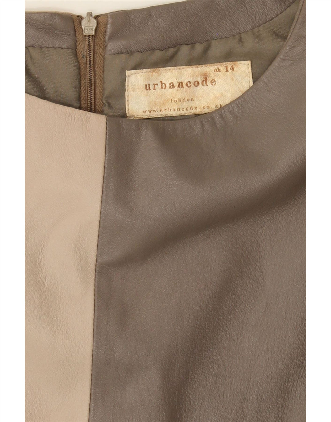 URBANCODE Womens Leather Sheath Dress UK 14 Medium Grey Colourblock Vintage Urbancode and Second-Hand Urbancode from Messina Hembry 