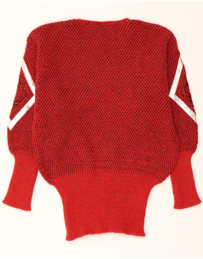 UMBERTO SEVERI Womens Longline Crew Neck Jumper Sweater UK 16 Large Red Vintage Umberto Severi and Second-Hand Umberto Severi from Messina Hembry 