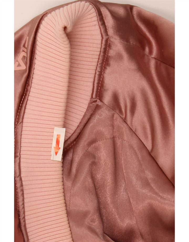 Fila Womens Graphic Oversized Bomber Jacket UK 10 Small Pink Polyester