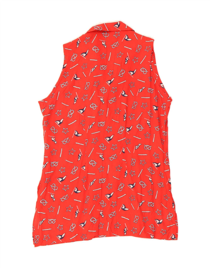 VINTAGE Womens Abstract Pattern Sleeveless Shirt Blouse UK 14 Medium Red Vintage Vintage and Second-Hand Vintage from Messina Hembry 