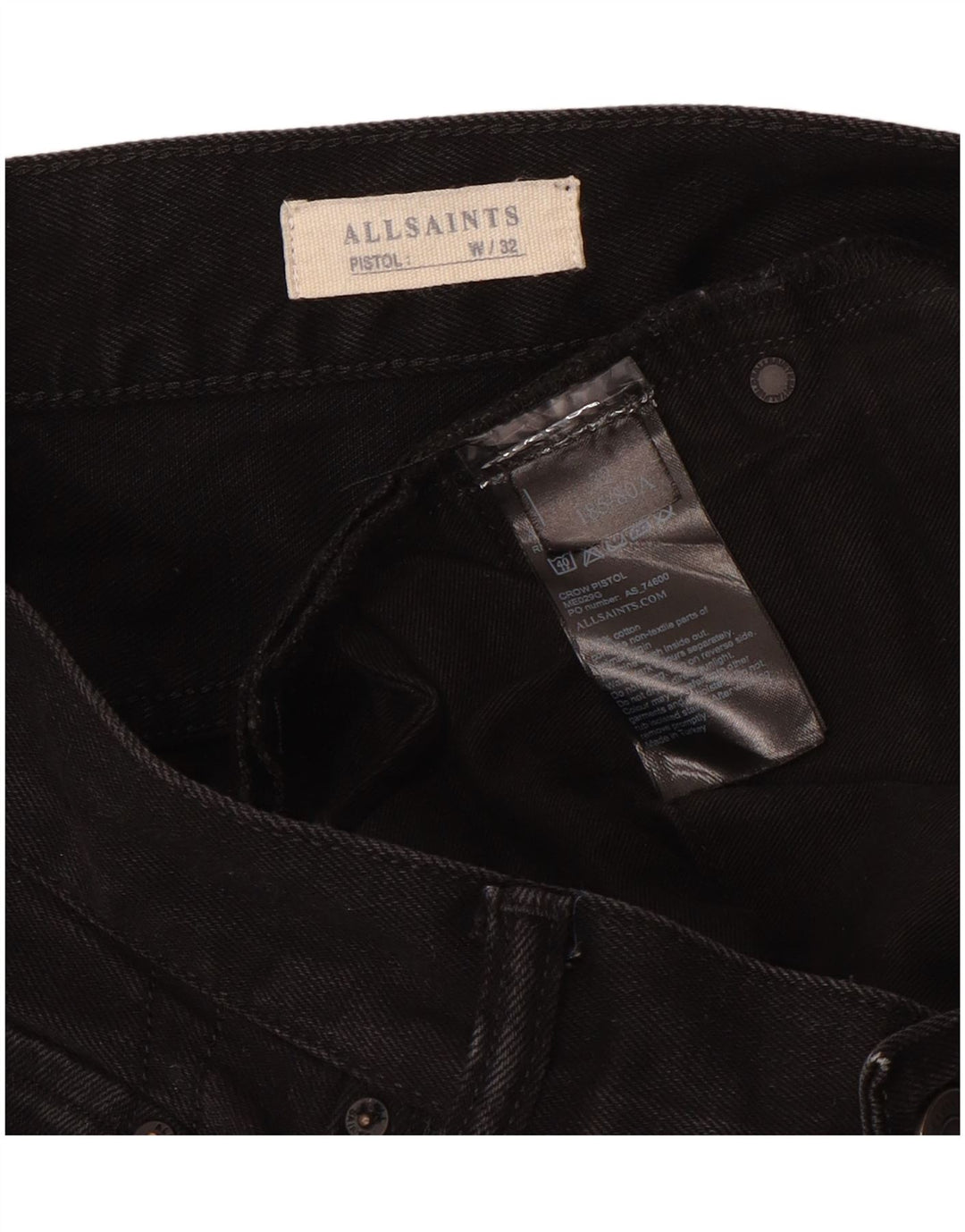 ALL SAINTS Mens Skinny Jeans W32 L31 Black Cotton