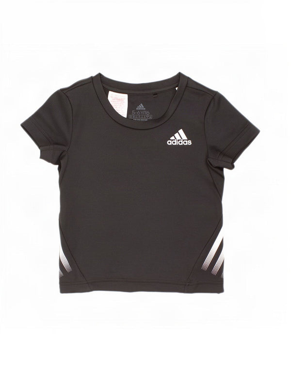 Adidas Girls Aeroready T-Shirt Top 5-6 Years Black Polyester