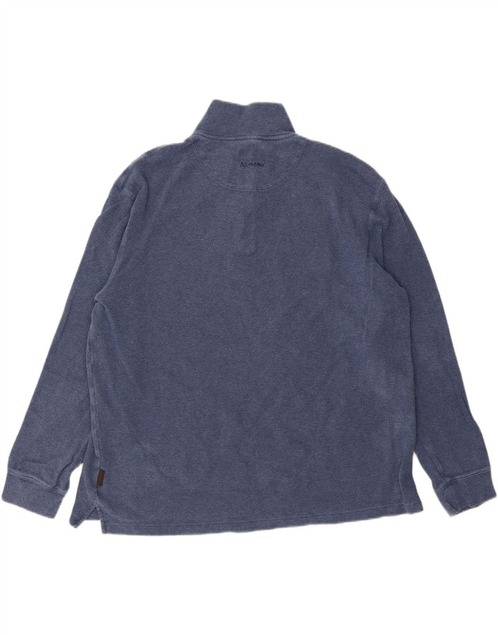 SCHOFFEL Mens Zip Neck Sweatshirt Jumper 2XL Blue Cotton