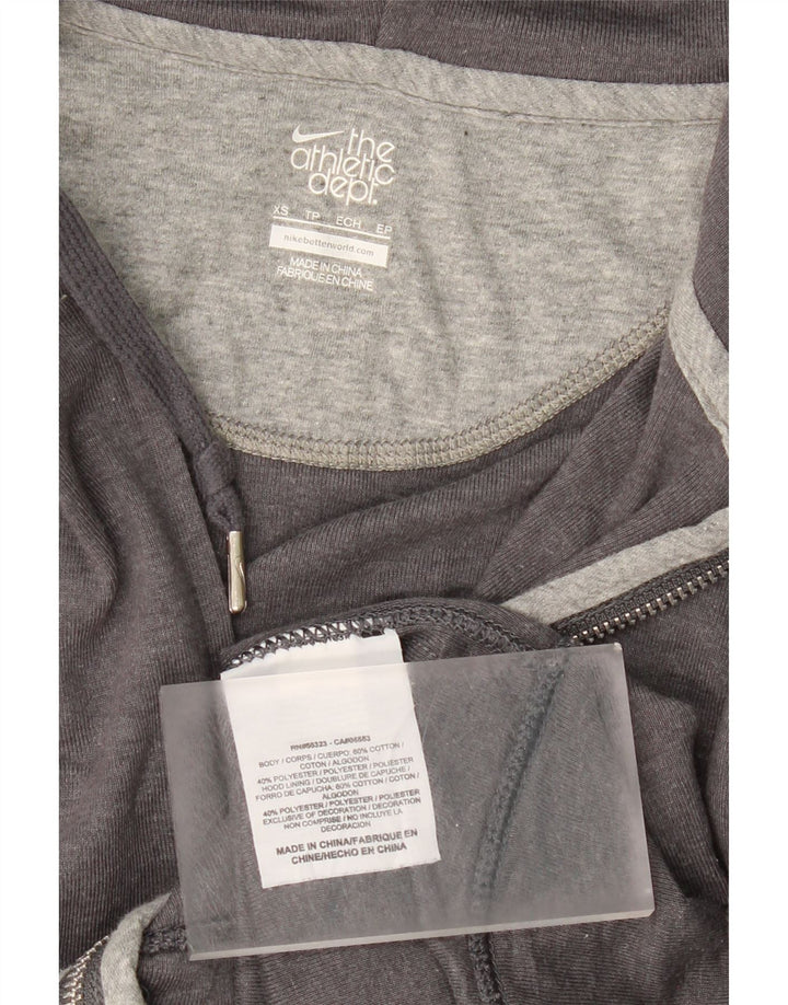 NIKE Womens Zip Hoodie Sweater UK 6 XS Grey Cotton Vintage Nike and Second-Hand Nike from Messina Hembry 