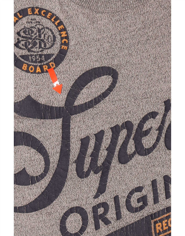 Superdry Mens Graphic T-Shirt Top Large Grey Cotton