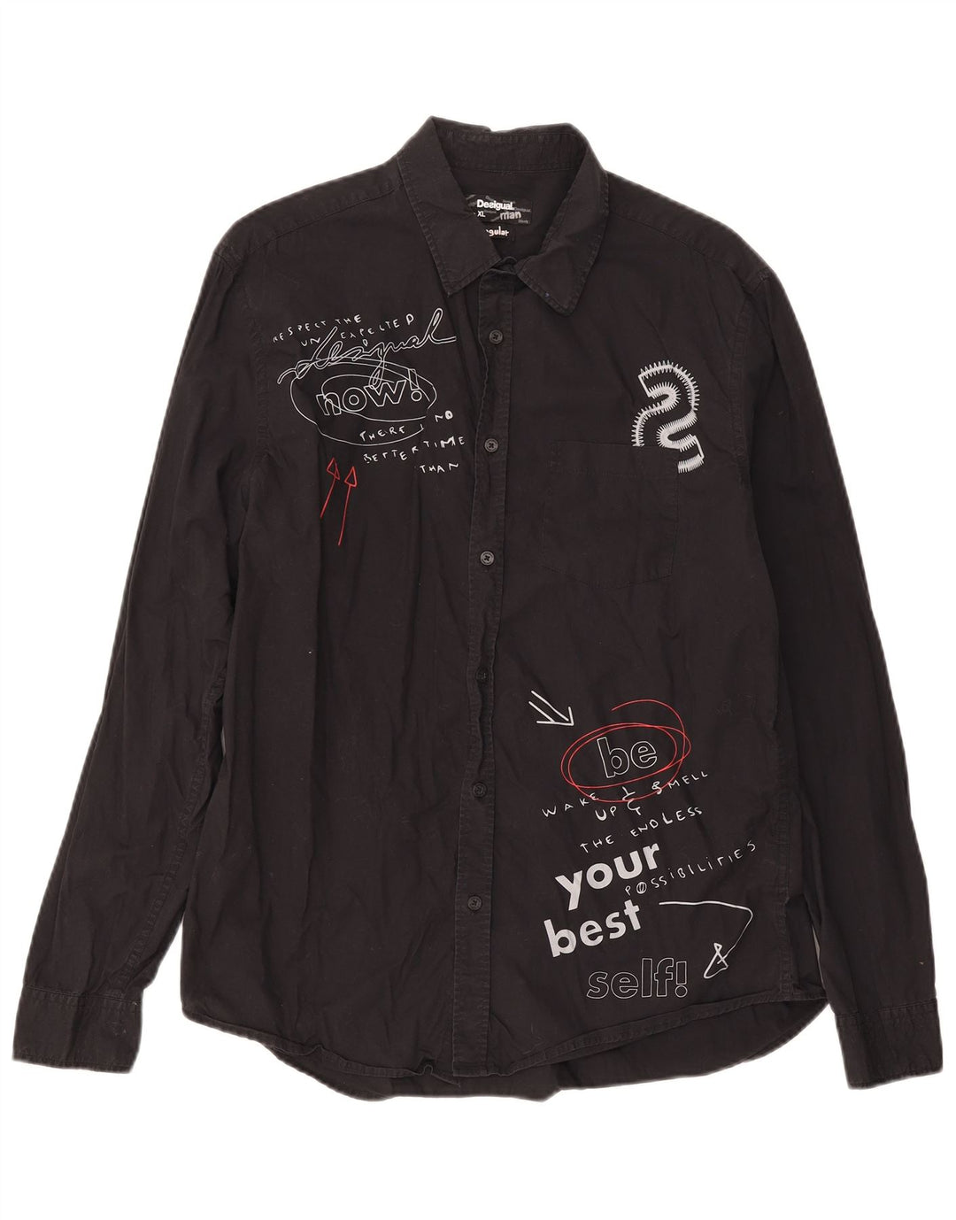 Desigual Mens Graphic Regular Fit Shirt XL Black Cotton