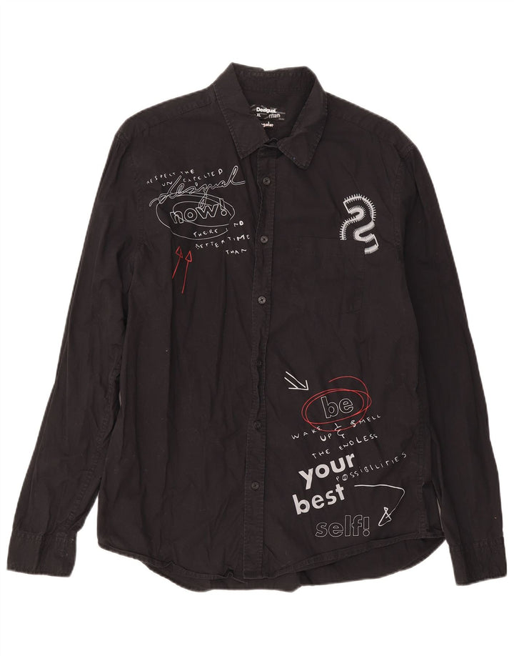 Desigual Mens Graphic Regular Fit Shirt XL Black Cotton