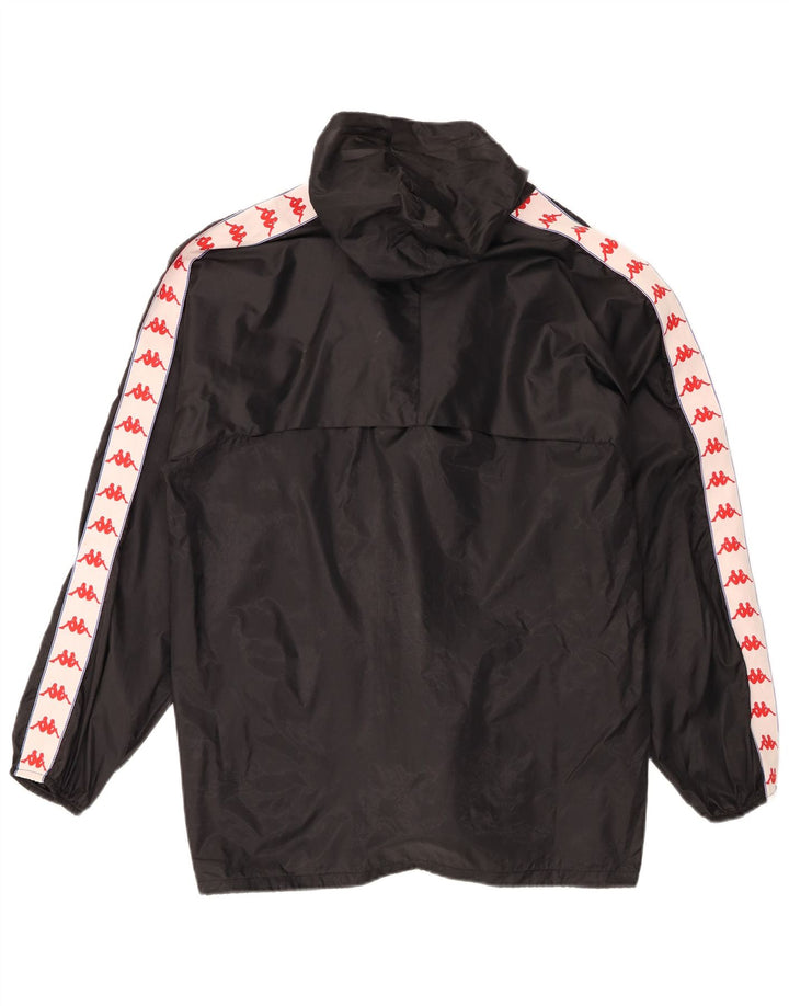 Kappa Mens Graphic Hooded Rain Jacket UK 38 Medium Black Colourblock Nylon