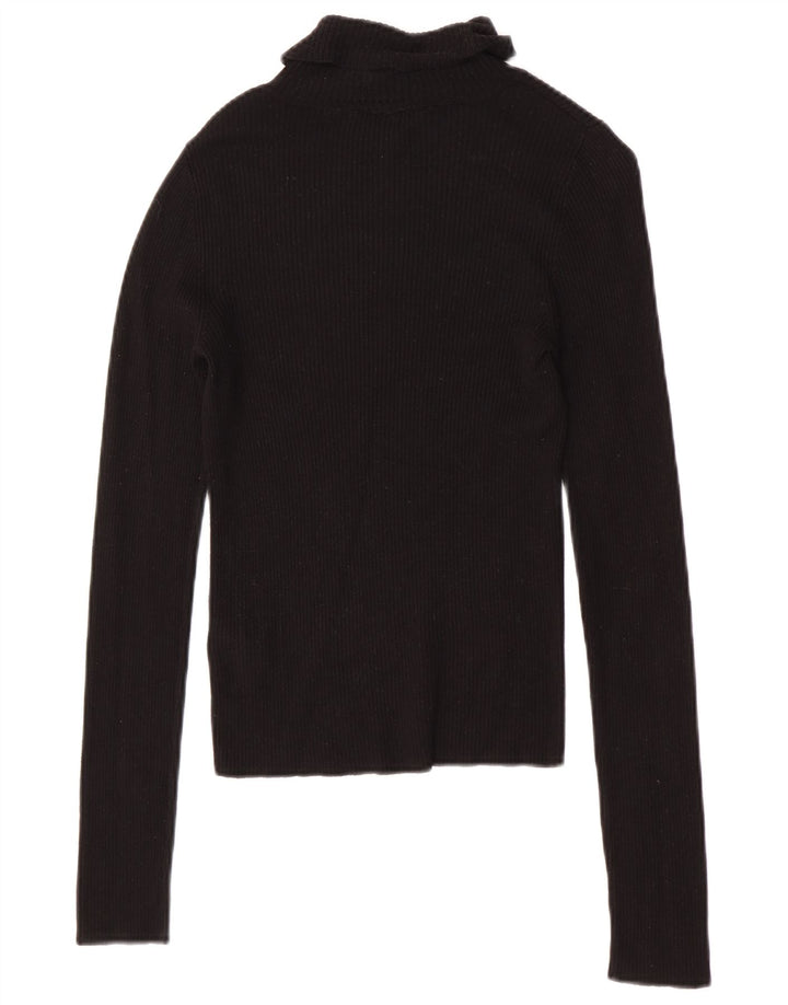 Miss Selfridge Womens Top Long Sleeve UK 10 Small Black Viscose