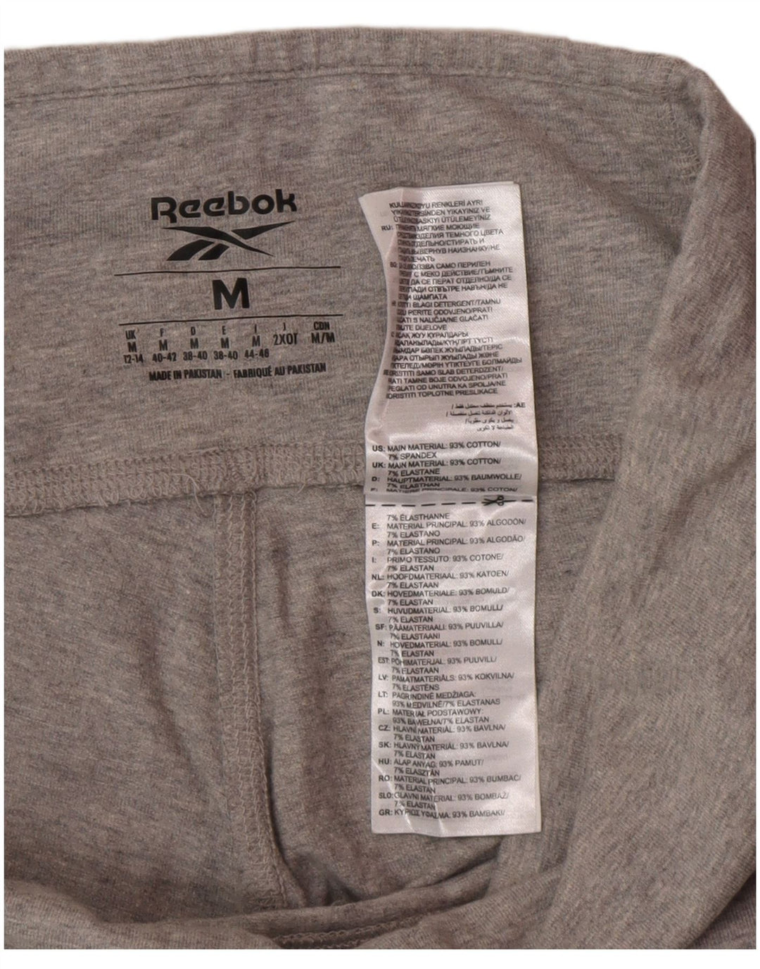 Reebok Womens Graphic Leggings UK 12/14 Medium Grey Cotton