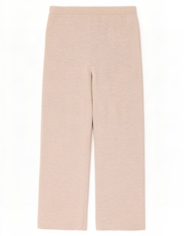 Zara Womens Knit Loose Fit Trousers UK 14 Medium Beige Polyester