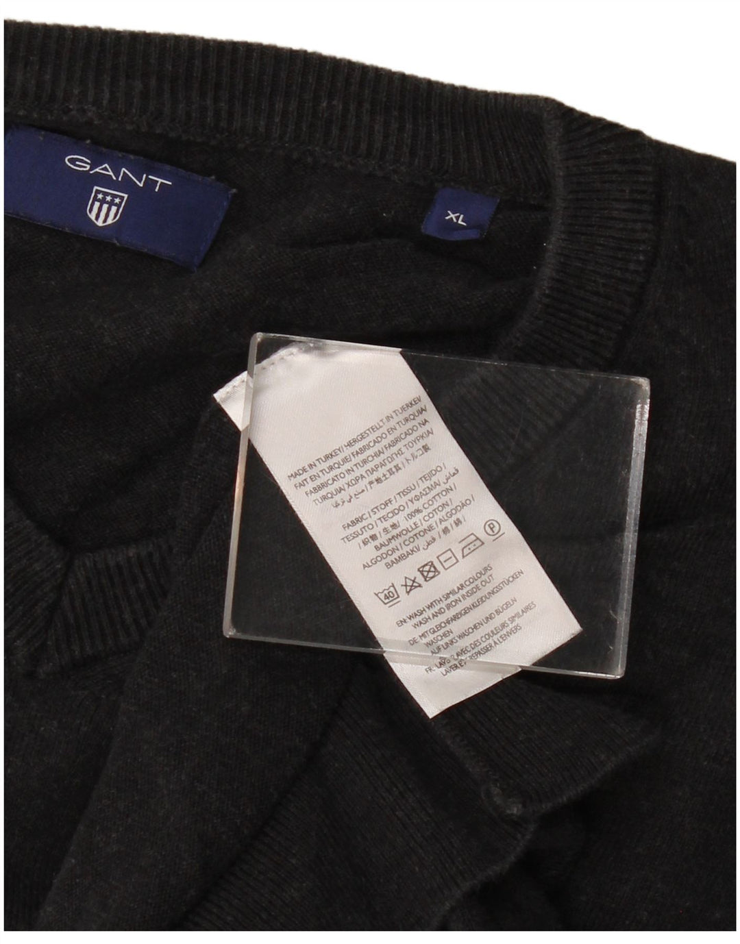 GANT Womens V-Neck Jumper Sweater XL Grey Cotton