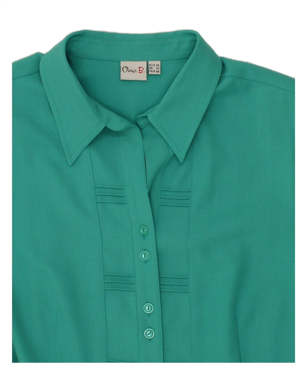 VINTAGE Womens Shirt Blouse UK 20 2XL Turquoise Polyester Vintage Vintage and Second-Hand Vintage from Messina Hembry 