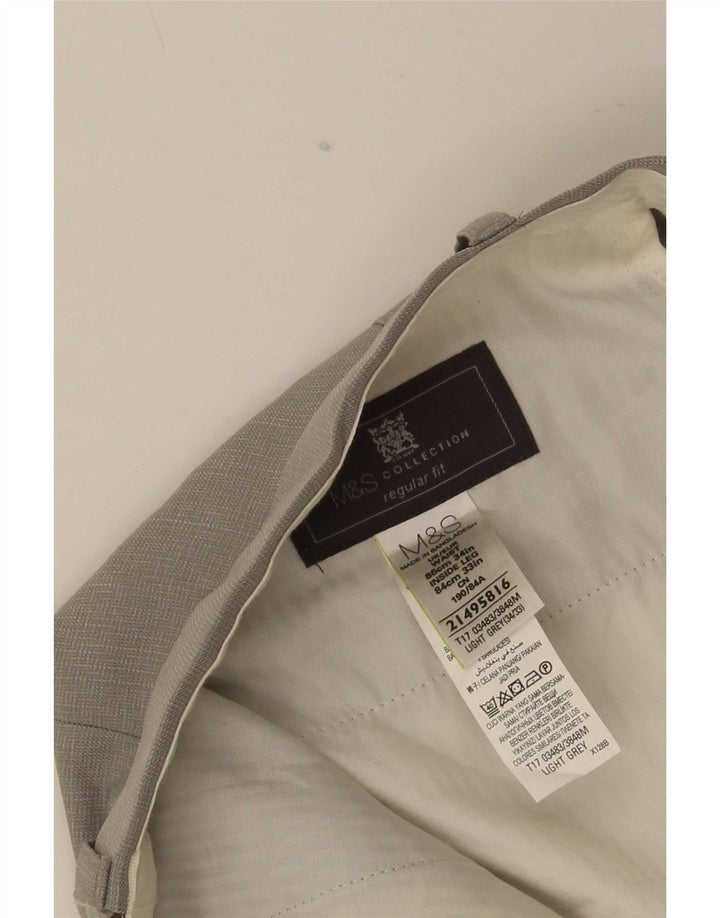 Marks & Spencer Mens Regular Fit Suit Trousers W34 L33 Grey Polyester