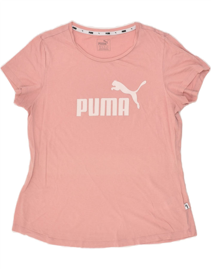 PUMA Womens Graphic T-Shirt Top UK 14 Large Pink Cotton | Vintage Puma | Thrift | Second-Hand Puma | Used Clothing | Messina Hembry 