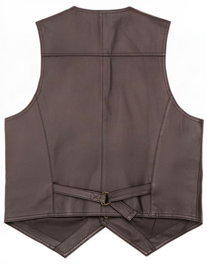 John F Gee Mens Leather Waistcoat Large Black