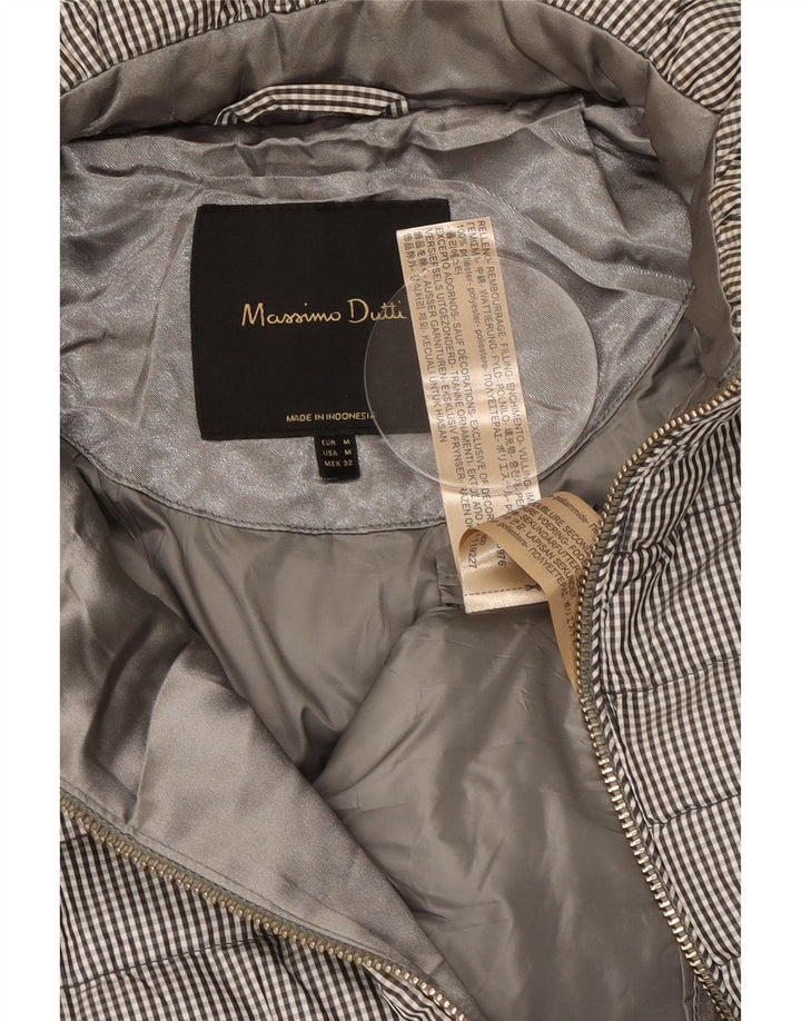 Massimo Dutti Womens Padded Jacket UK 14 Medium Grey Gingham Polyester