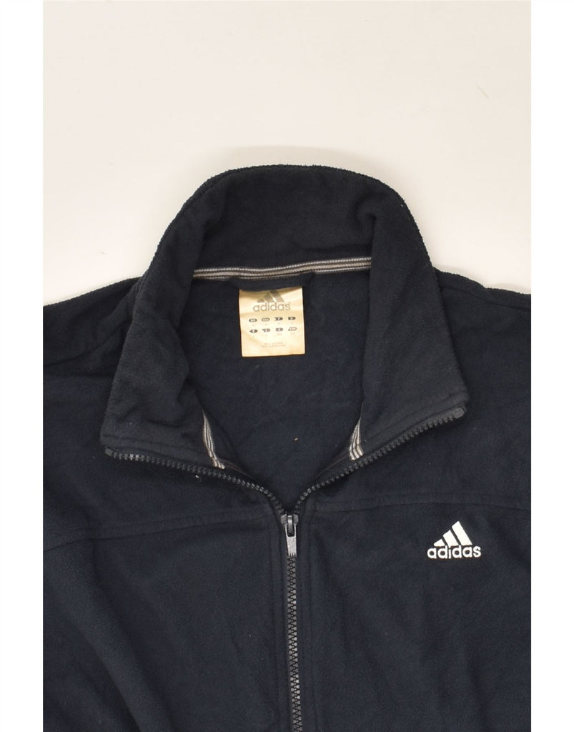 ADIDAS Mens Fleece Jacket UK 40 Large Navy Blue Polyester | Vintage Adidas | Thrift | Second-Hand Adidas | Used Clothing | Messina Hembry 