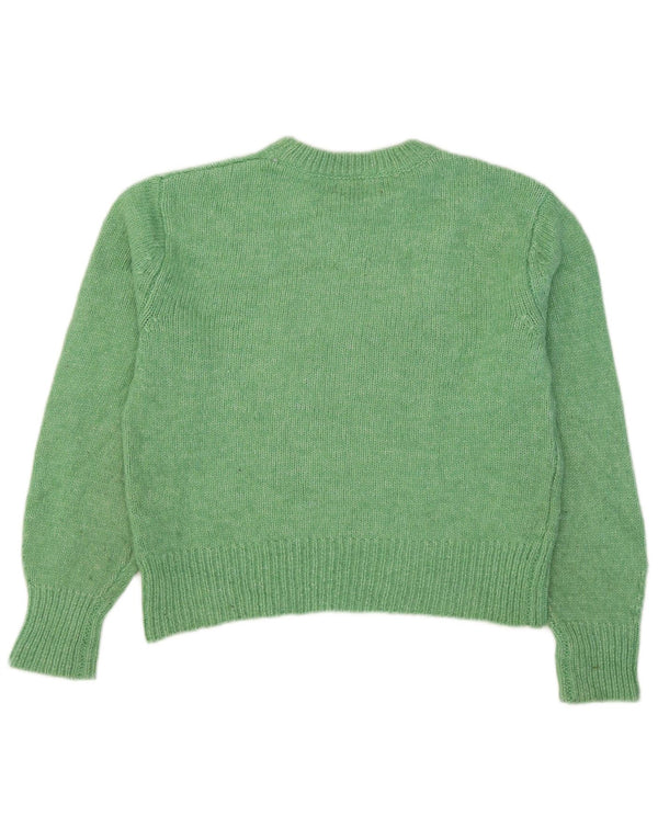 Marks & Spencer Womens Crop Crew Neck Jumper Sweater UK 10 Small Green