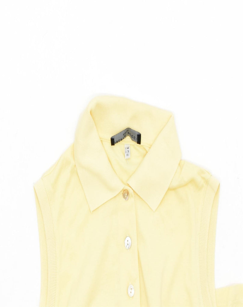 ROBERTA PUCCINI Womens Sleeveless Polo shirt IT 44 Medium Yellow Cotton | Vintage | Thrift | Second-Hand | Used Clothing | Messina Hembry 