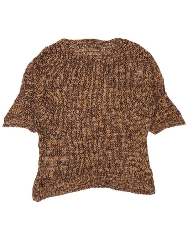 MASSIMO DUTTI Womens Boat Neck Jumper Sweater UK 10 Small Brown Flecked