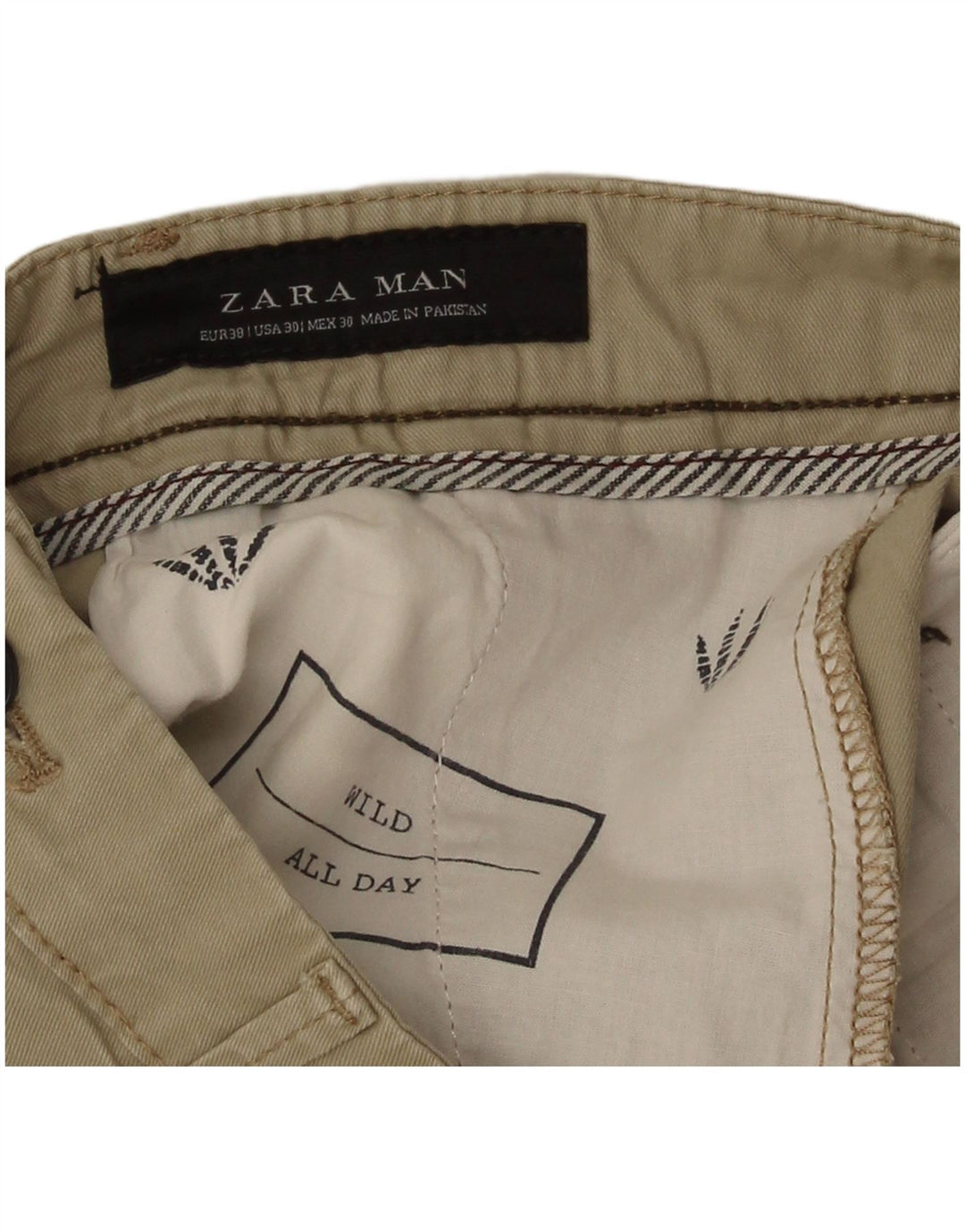 Zara Mens Chino Shorts EU 38 Small W30  Beige