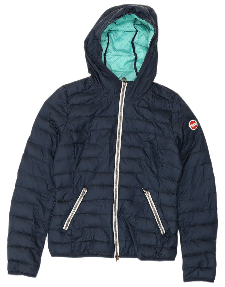 COLMAR Womens Hooded Padded Jacket IT 42 Medium Navy Blue