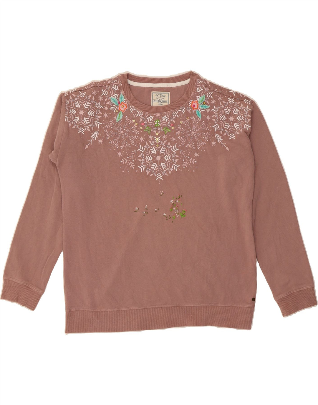 FAT FACE Womens Sweatshirt Jumper UK 12 Medium  Brown Floral Cotton Vintage Fat Face and Second-Hand Fat Face from Messina Hembry 