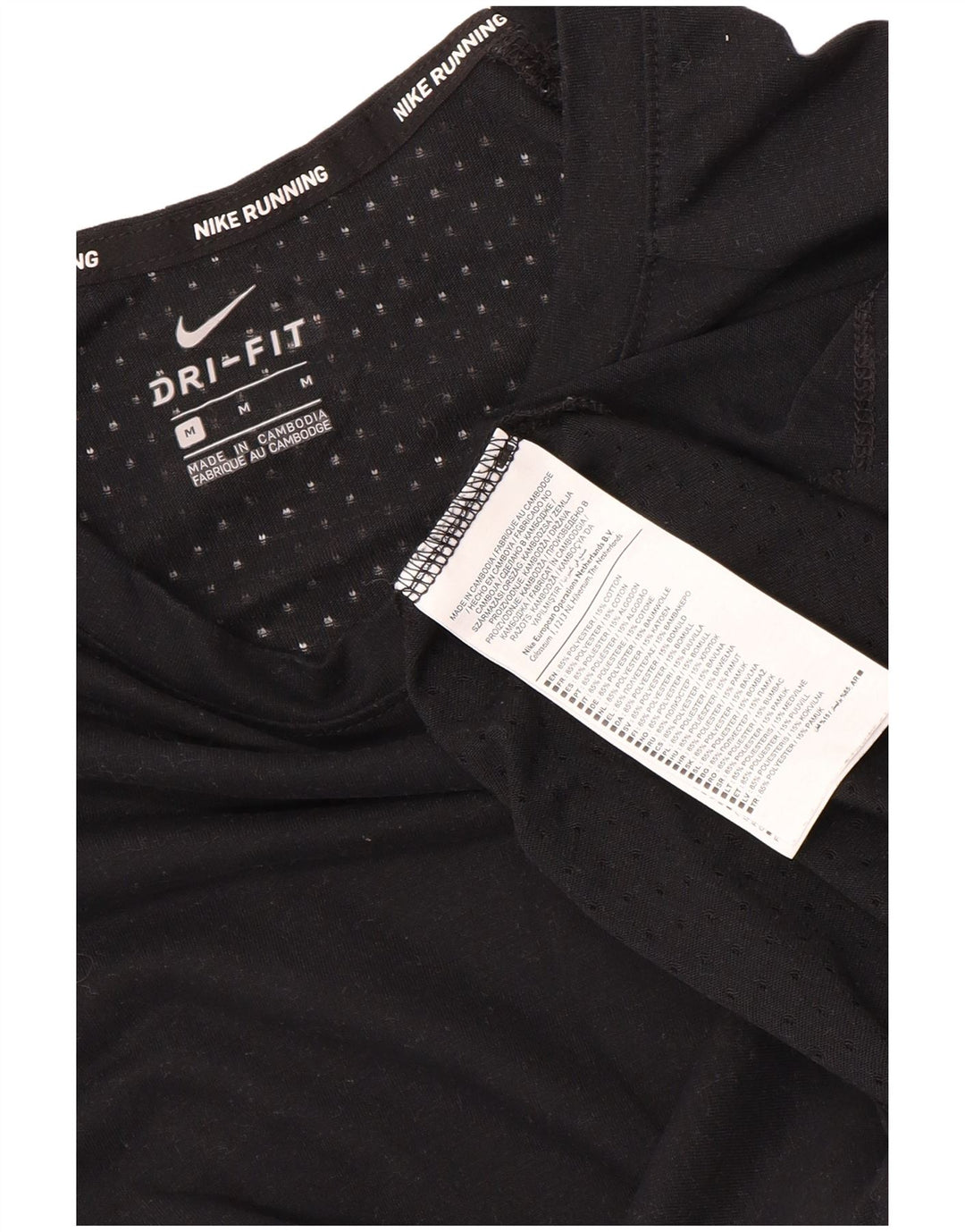 Nike Mens Dri Fit T-Shirt Top Medium Black Polyester