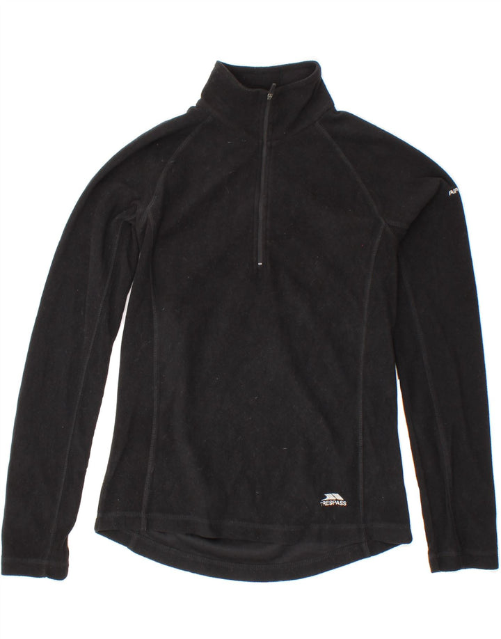 TRESPASS Womens Zip Neck Fleece Jumper UK 10 Small  Black Polyester Vintage Trespass and Second-Hand Trespass from Messina Hembry 