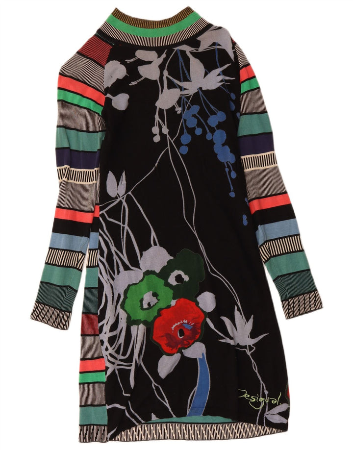 DESIGUAL Womens Long Sleeve Jumper Dress UK 12 Medium Multicoloured Floral
