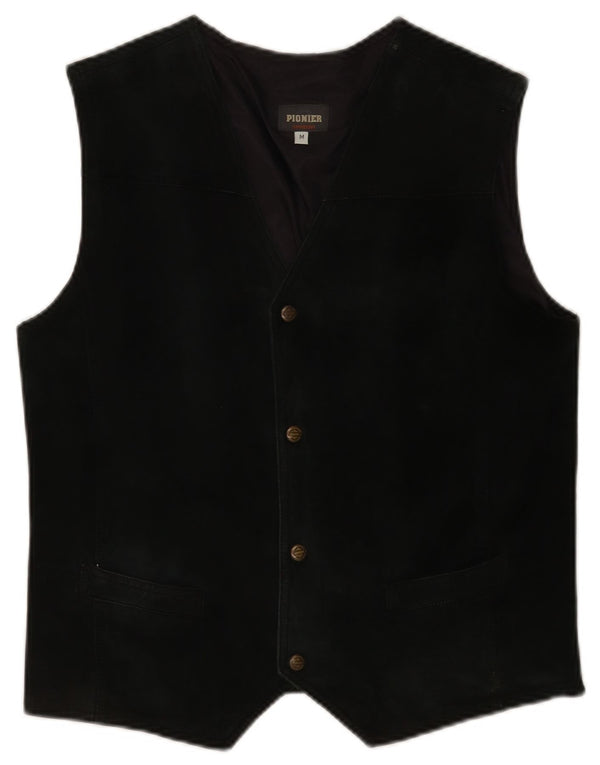 Pionier Mens Suede Waistcoat Medium Black