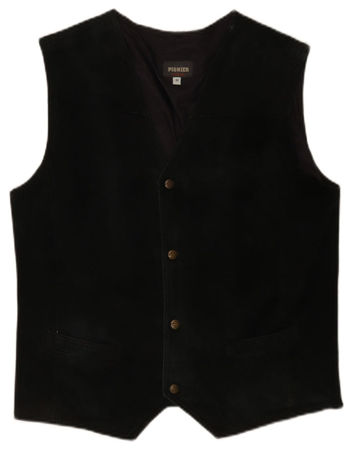 Pionier Mens Suede Waistcoat Medium Black