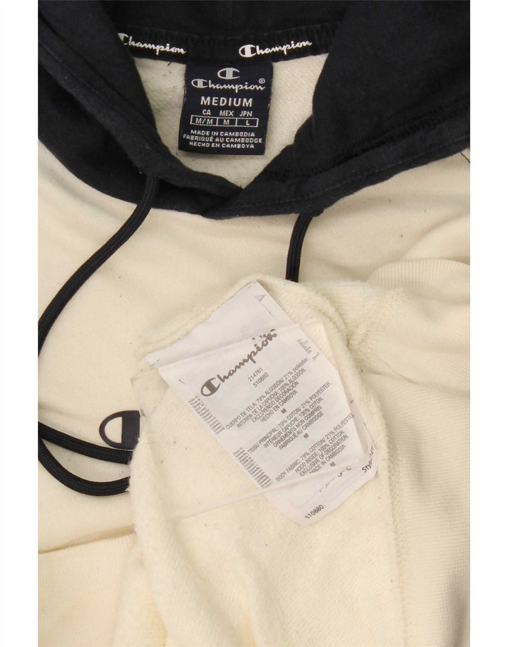 Champion Mens Hoodie Jumper Medium White Colourblock Cotton