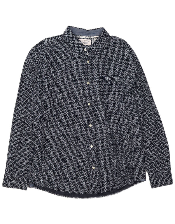 Penguin Mens Shirt XL Blue Geometric Cotton