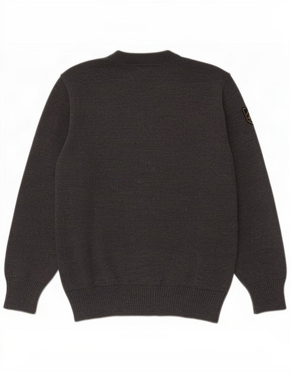 Amerigo Vespucci Mens Button Neck Jumper Sweater Medium Grey Wool
