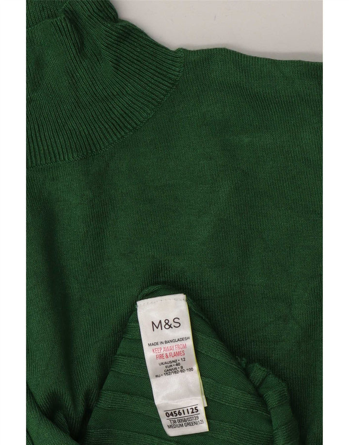 Marks & Spencer Womens Turtle Neck Jumper Sweater UK 12 Medium Green