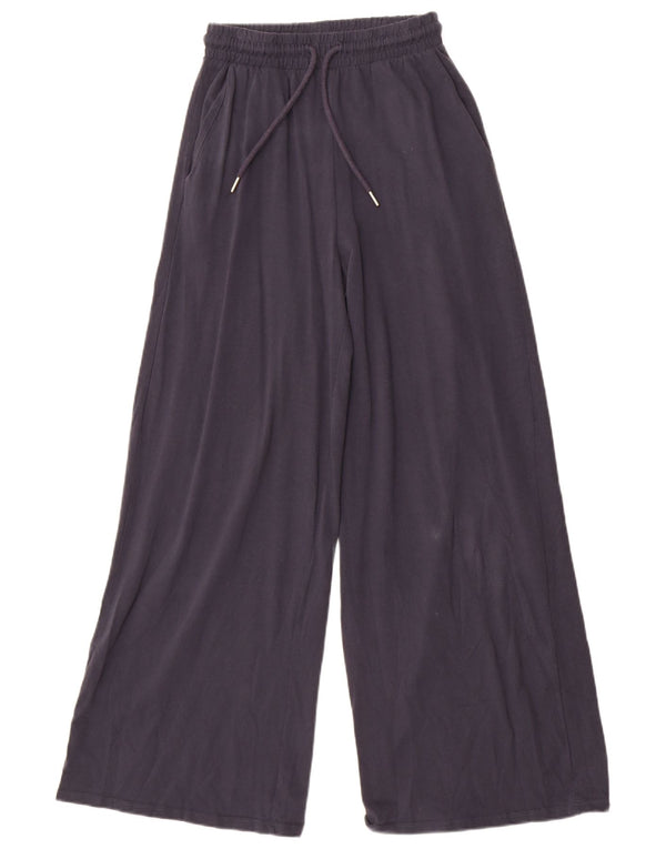 Zara Womens Wide Leg Tracksuit Trousers UK 10 Small  Navy Blue Cotton