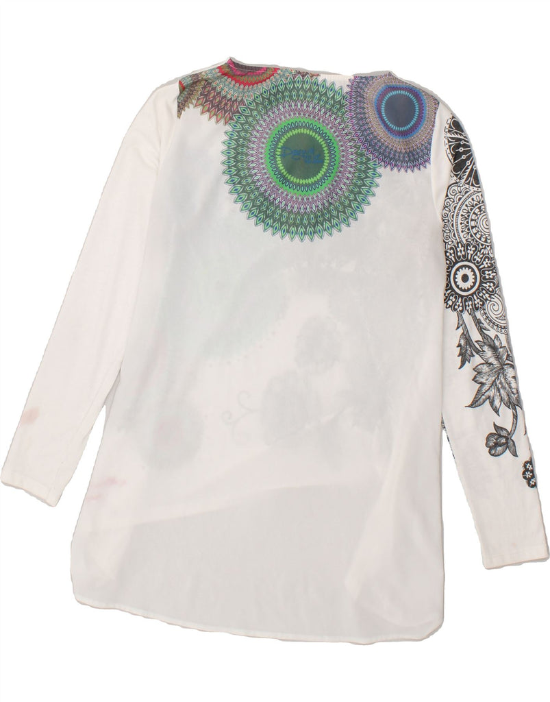 DESIGUAL Womens Tunic Top UK 10 Small White Paisley Polyester | Vintage Desigual | Thrift | Second-Hand Desigual | Used Clothing | Messina Hembry 