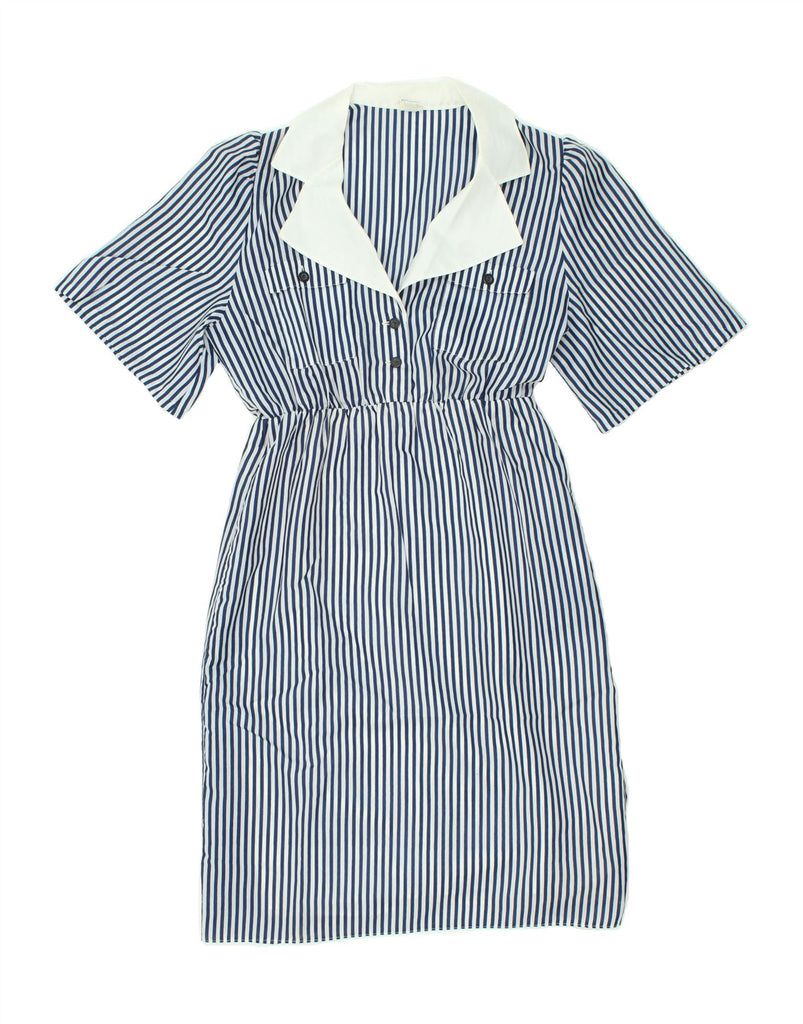 VINTAGE Womens Pullover Shirt Dress UK 16 Large Blue Striped Vintage Vintage and Second-Hand Vintage from Messina Hembry 