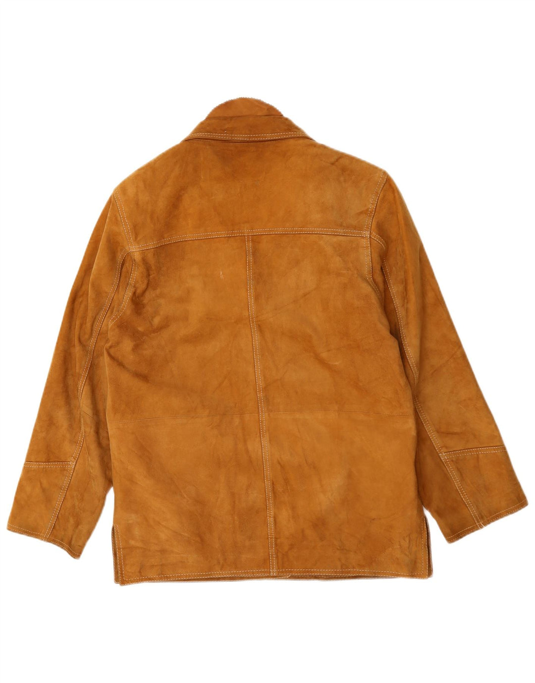 Conbipel Womens 3 Button Suede Blazer Jacket IT 46 Large Beige Leather