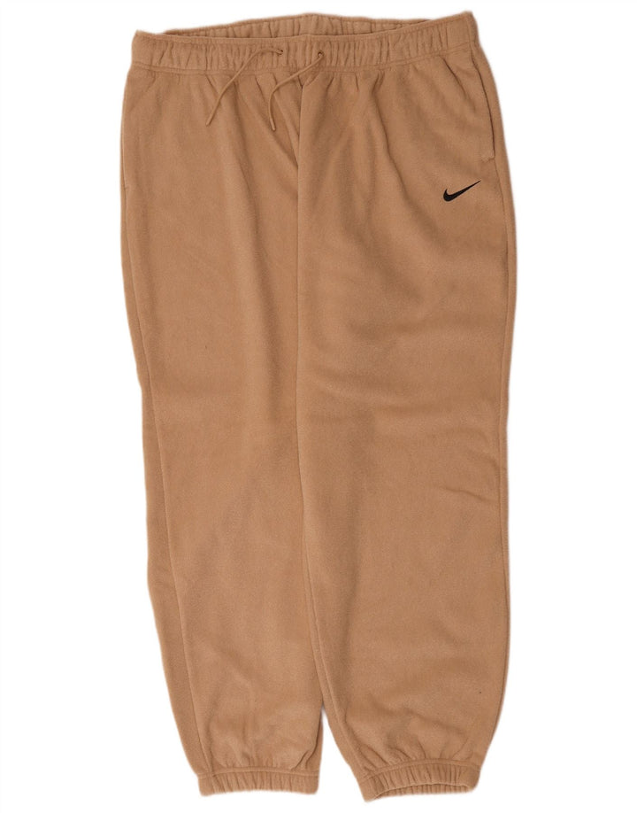 Nike Mens Velour Tracksuit Trousers Joggers XL Beige Polyester