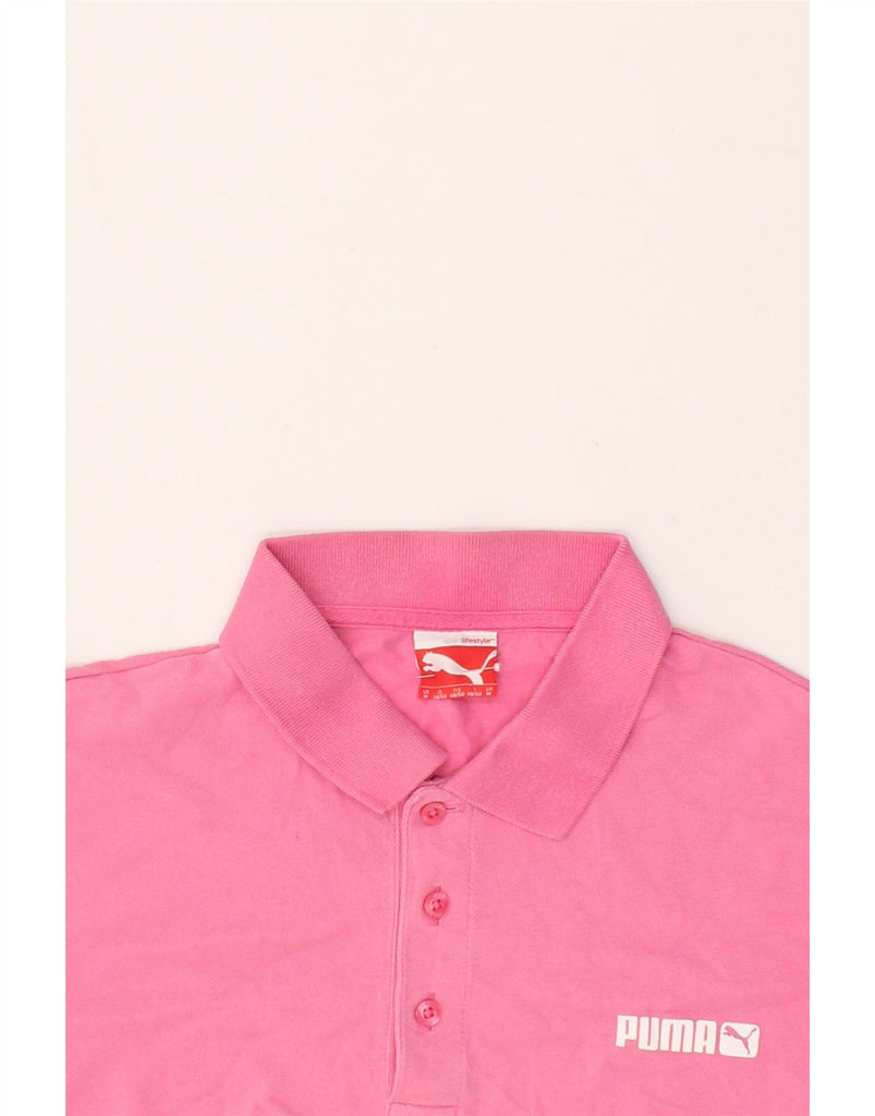 PUMA Womens Polo Shirt UK 14 Medium Pink Cotton | Vintage Puma | Thrift | Second-Hand Puma | Used Clothing | Messina Hembry 