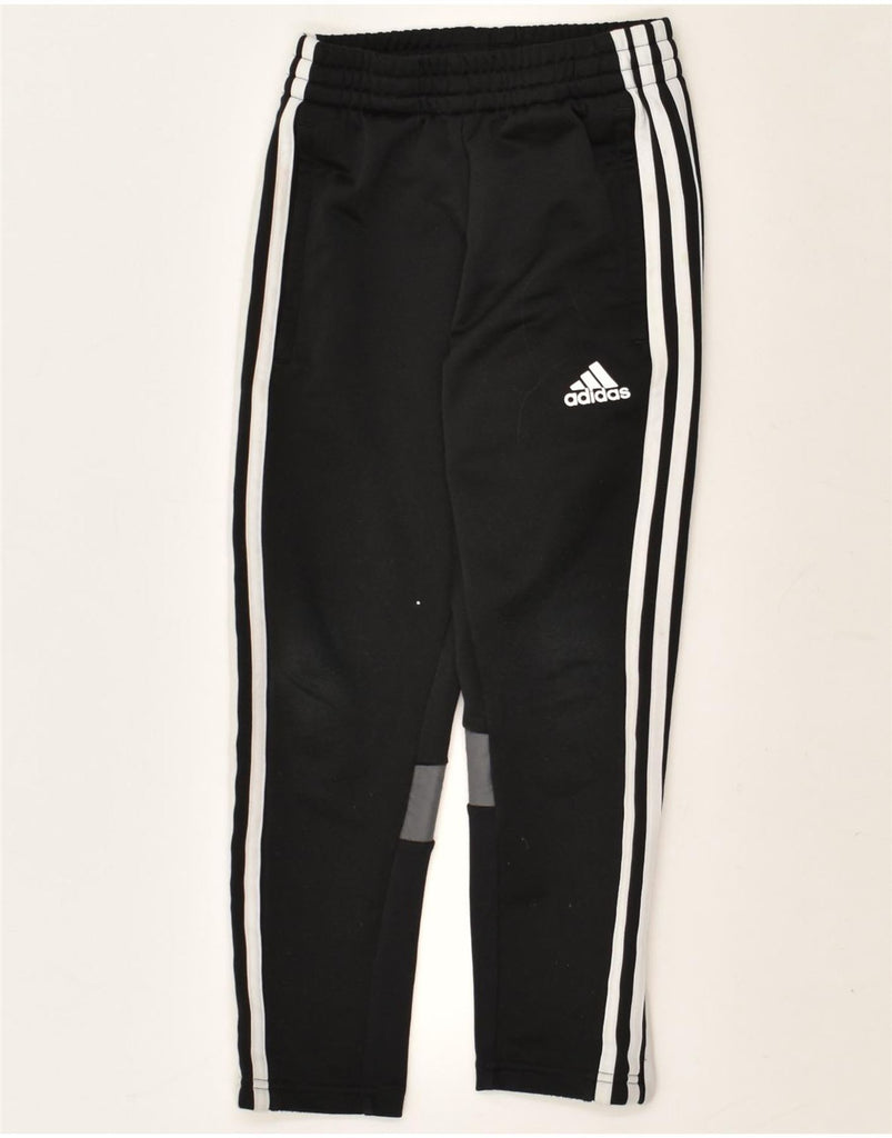 ADIDAS Boys Climalite Tracksuit Trousers 7-8 Years Black Polyester | Vintage Adidas | Thrift | Second-Hand Adidas | Used Clothing | Messina Hembry 