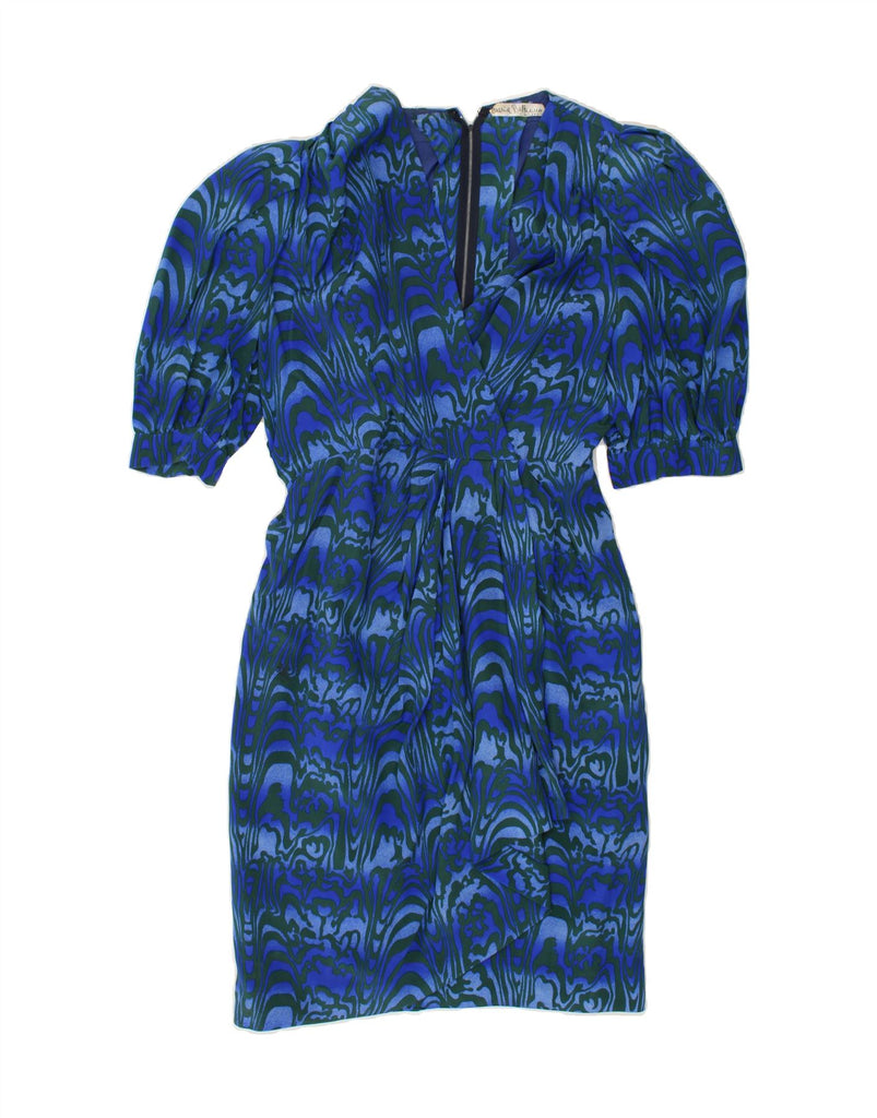 VINTAGE Womens Abstract Pattern Sheath Dress UK 12 Medium Blue | Vintage Vintage | Thrift | Second-Hand Vintage | Used Clothing | Messina Hembry 