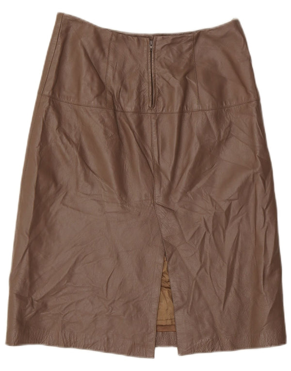 Vintage Womens Leather Skirt IT 42 Medium W28 Brown
