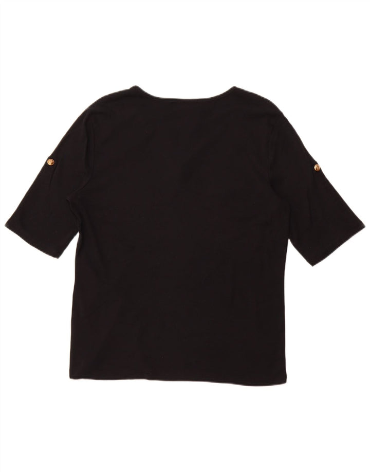 RALPH LAUREN Womens T-Shirt Top Large Black Cotton